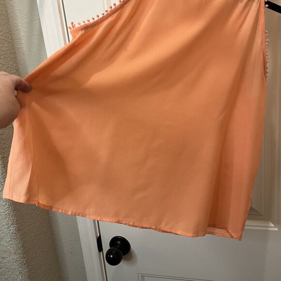 E&M Peach Pink Orange Sleeveless Keyhole Tank Top Blouse Womens Size L - Picture 6 of 12